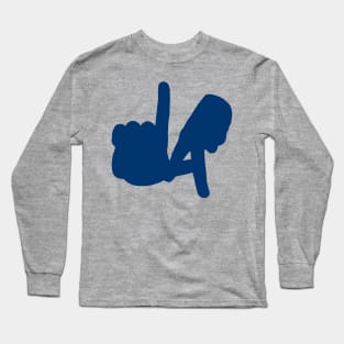 Front and Back LA Hands Silhouette, Blue Long Sleeve T-Shirt